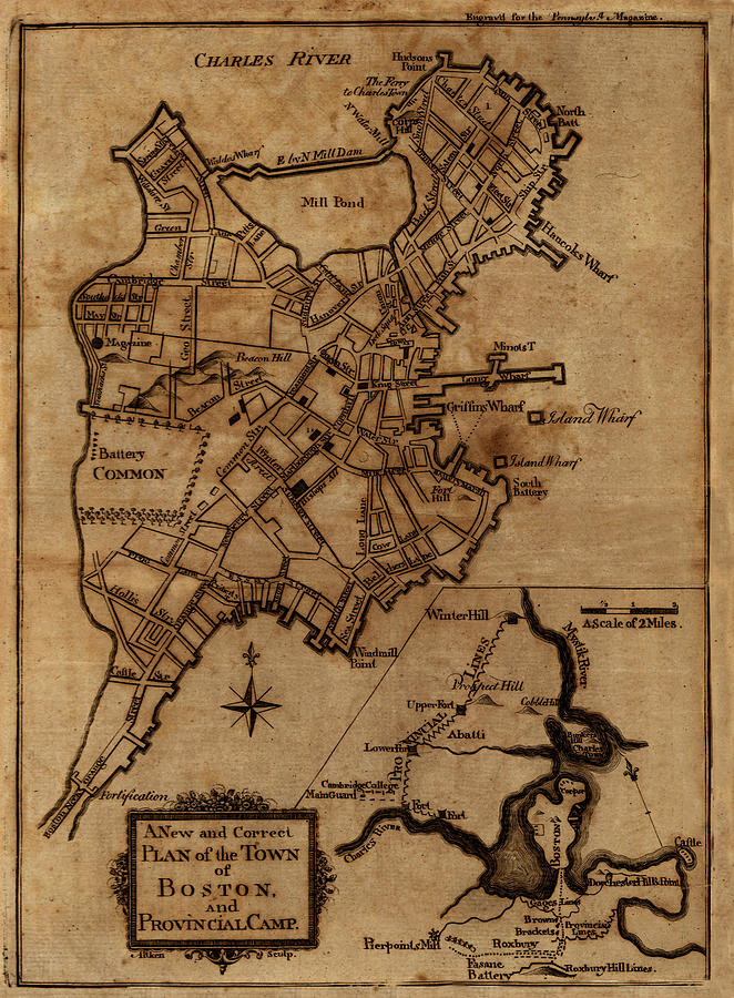 Map Of Boston 1775 Photograph By Andrew Fare Fine Art America   Map Of Boston 1775 Andrew Fare 