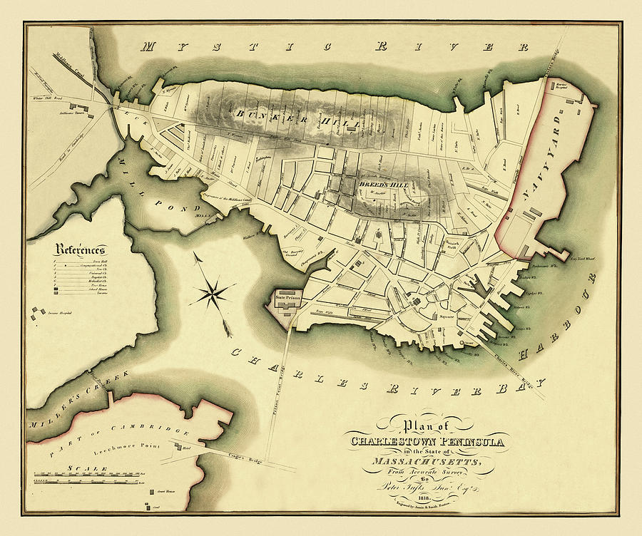 Map Of Boston 1818 Photograph