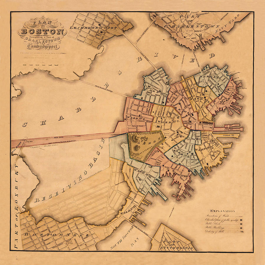 Map Of Boston 1826 Photograph by Andrew Fare