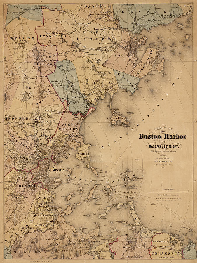 Map of Boston Harbor 1861 Photograph by Andrew Fare
