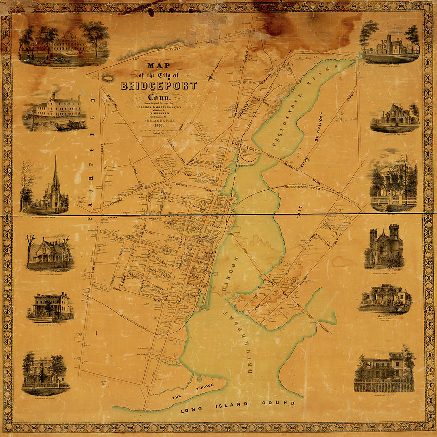 Map Of Bridgeport 1850 Photograph by Andrew Fare