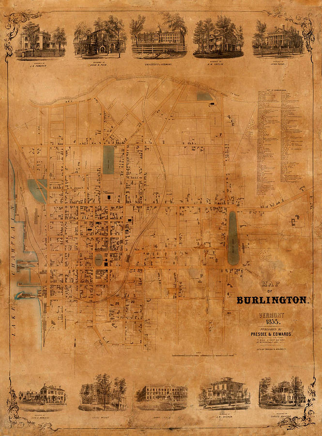 Map Of Burlington 1853 Photograph by Andrew Fare