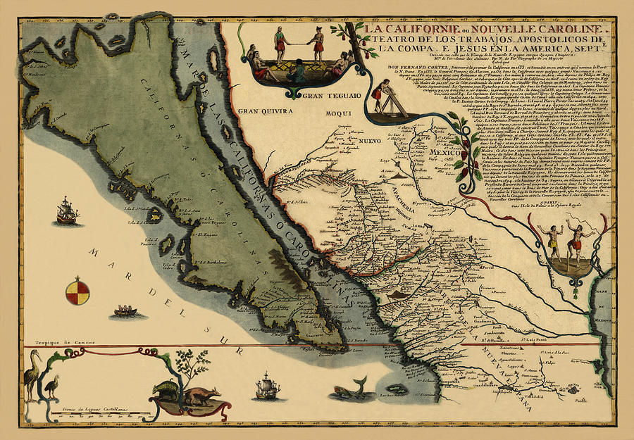 Map Of California 1720 Photograph by Andrew Fare