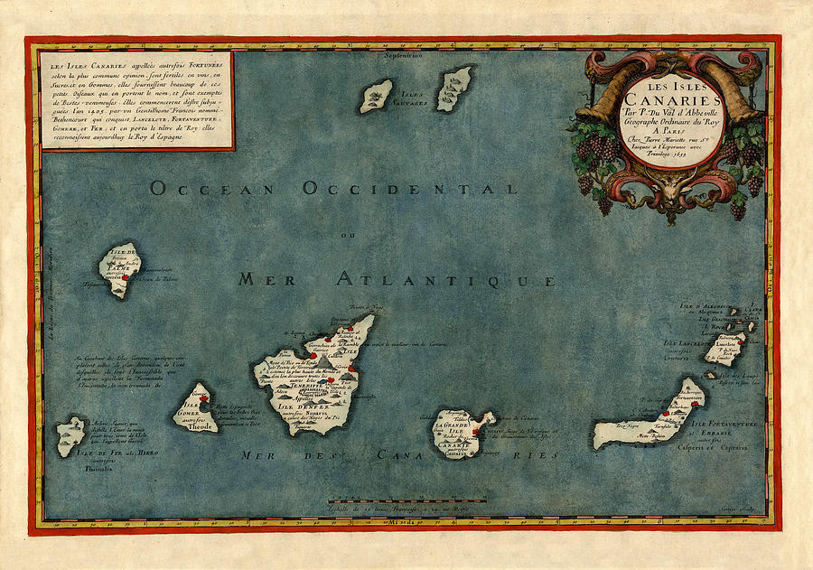 Map Of Canary Islands 1563 Photograph by Andrew Fare