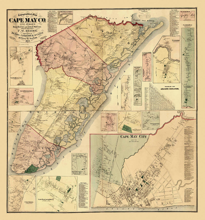 Map Of Cape May 1872 Photograph by Andrew Fare