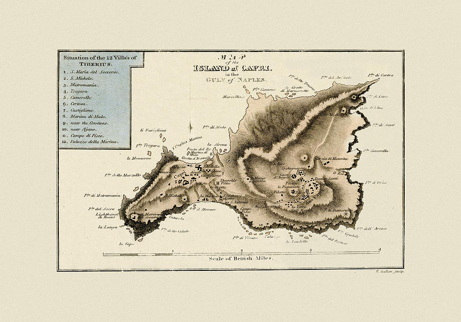 Map Of Capri 1810 Photograph by Andrew Fare