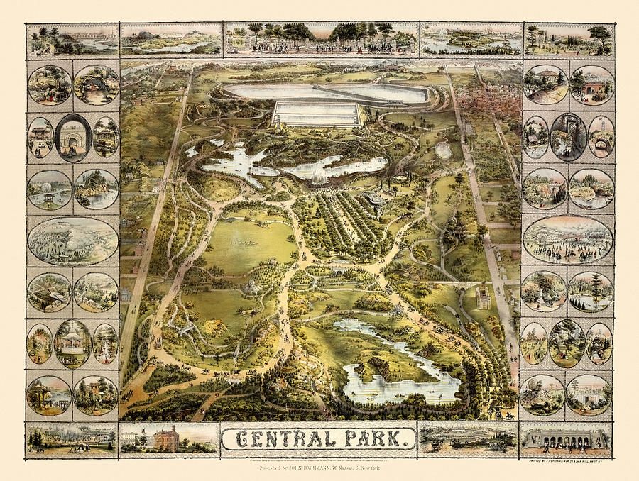Map Of Central Park 1863 Photograph by Andrew Fare