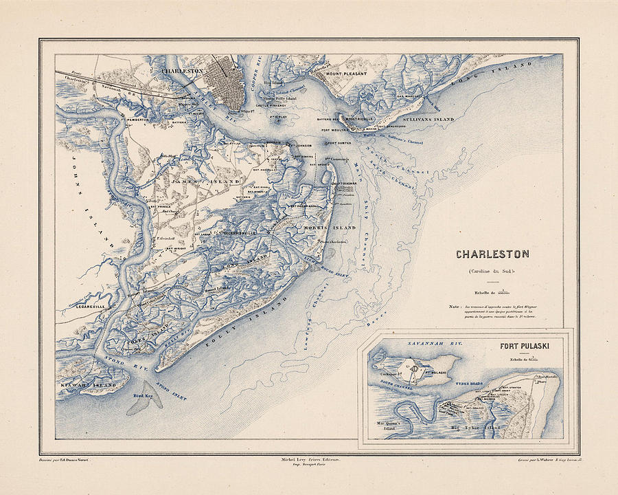 Map Painting - Map of Charleston by MotionAge Designs