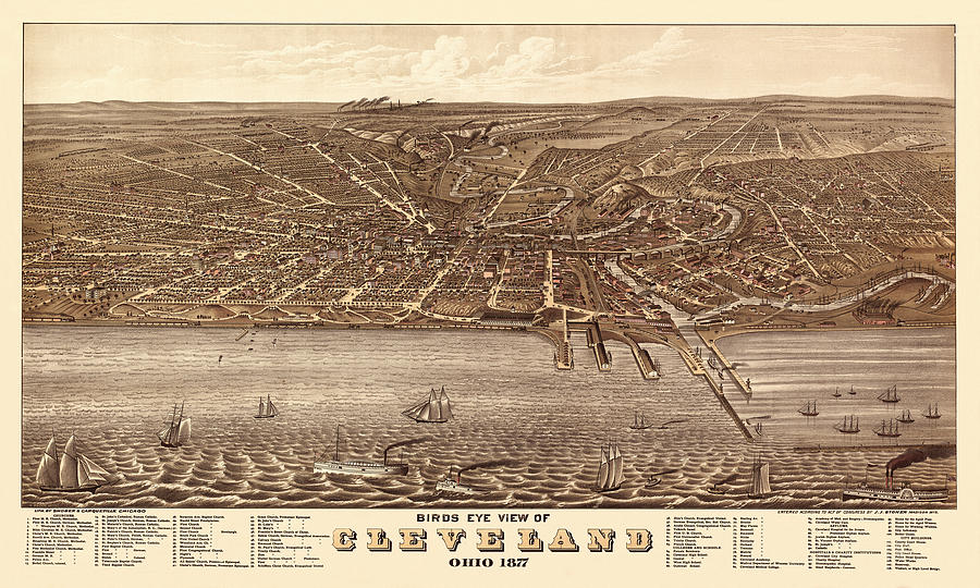 Map Of Cleveland 1877b Photograph by Andrew Fare