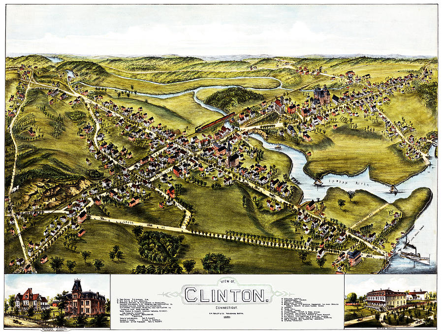Map of Clinton Connecticut 1881 Photograph by Phil Cardamone