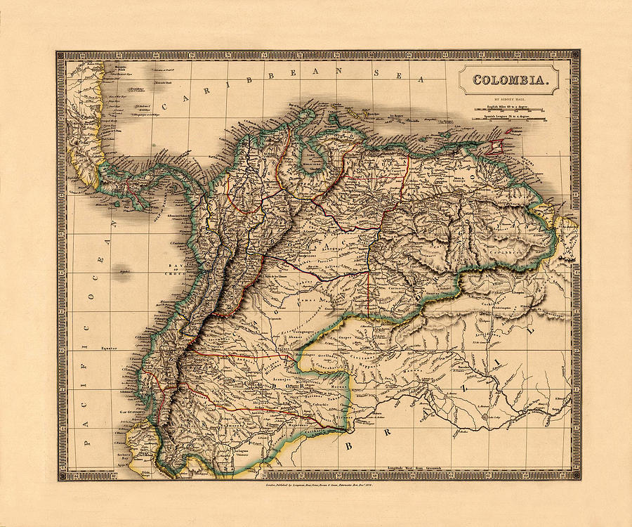 Map Of Colombia 1828 Photograph by Andrew Fare