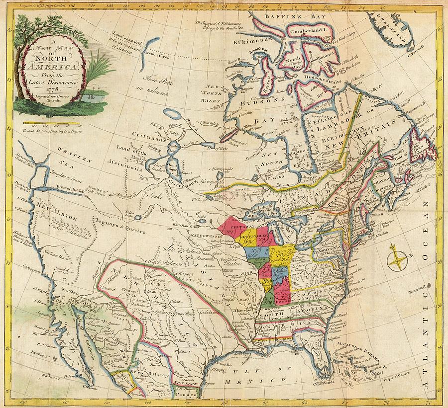 Map of Colonial North America  Painting by Jonathan Carver
