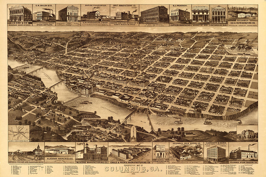 Map Of Columbus 1886 Photograph by Andrew Fare