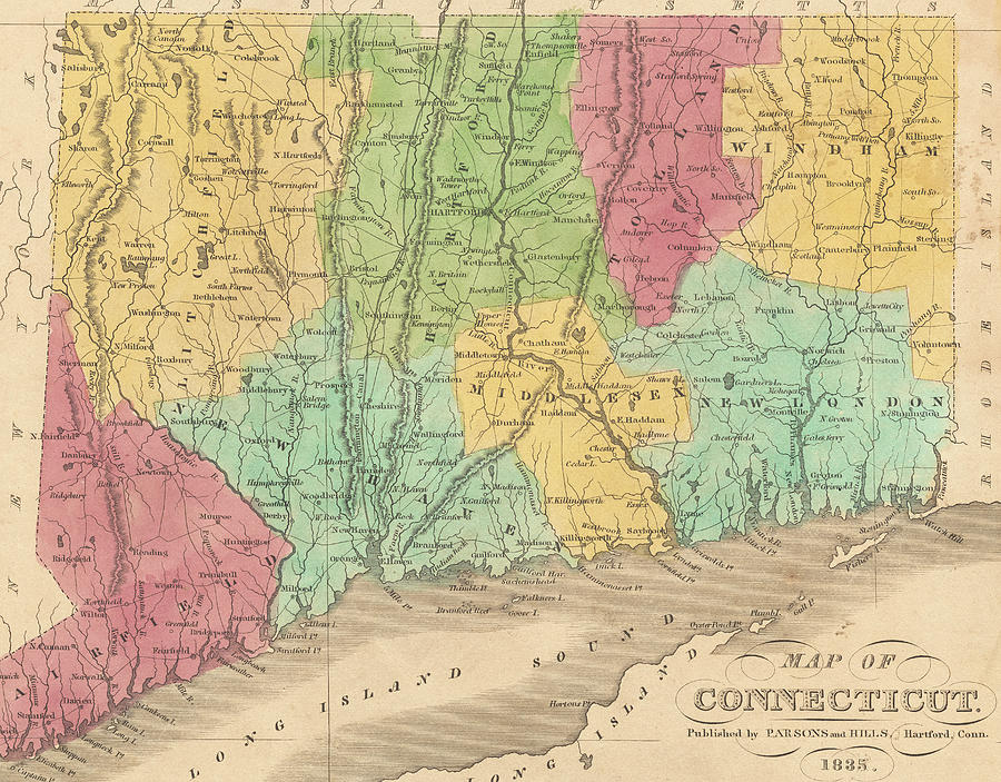 Map of Connecticut 2 Digital Art by Roy Pedersen