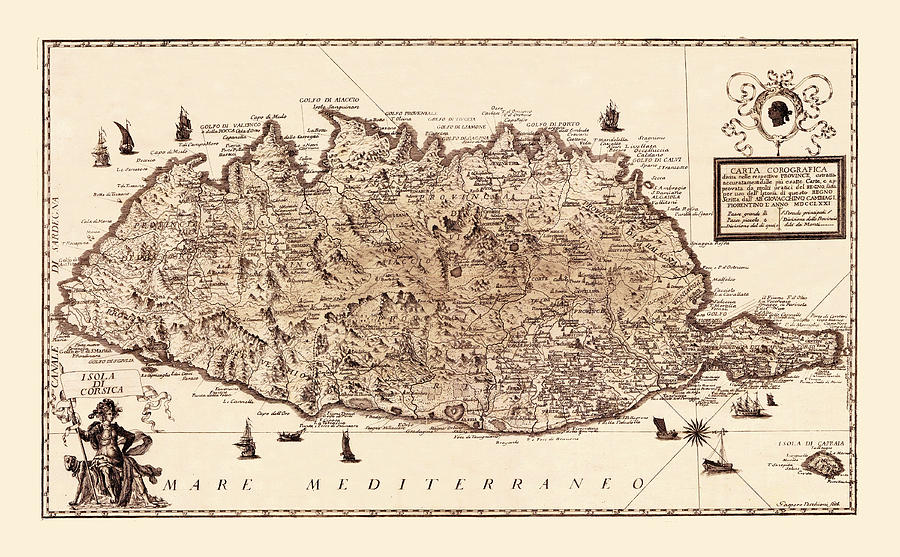 Map Of Corsica 1771 Photograph by Andrew Fare