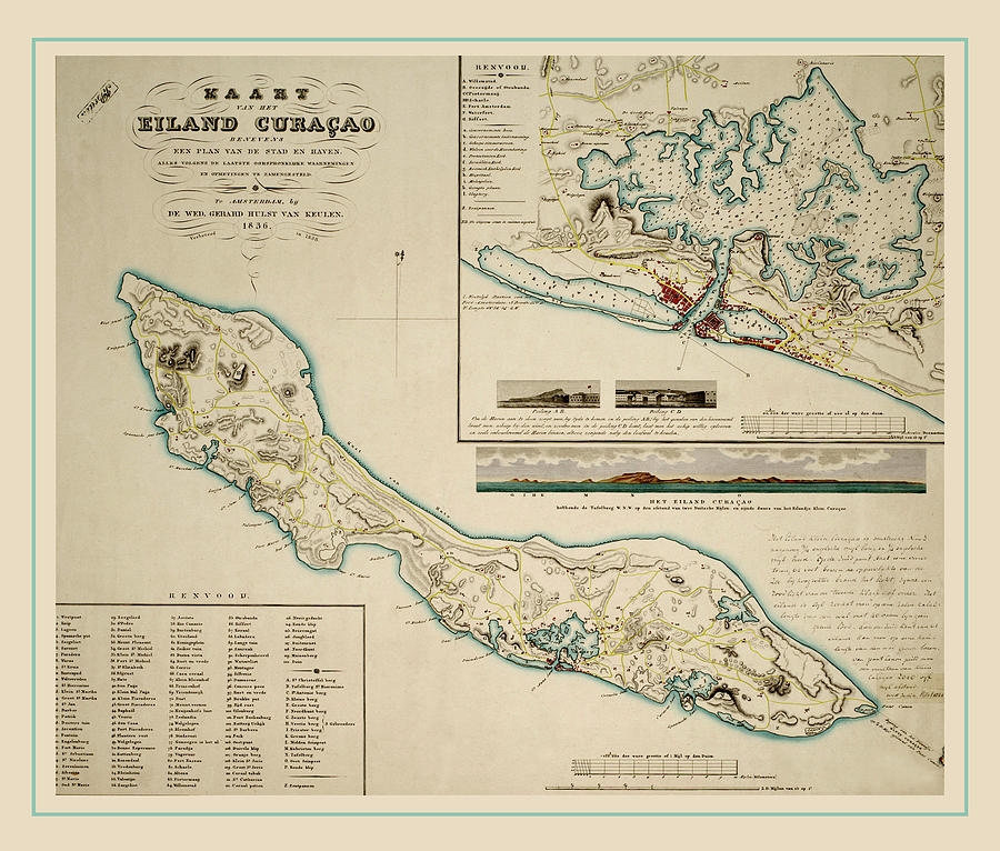 Map Of Curacao Photograph - Map Of Curacao 1836 by Andrew Fare