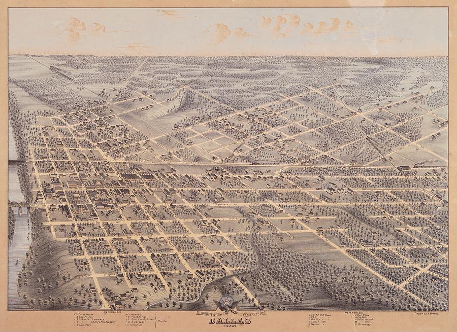 Map of Dallas 1872 Drawing by Mountain Dreams