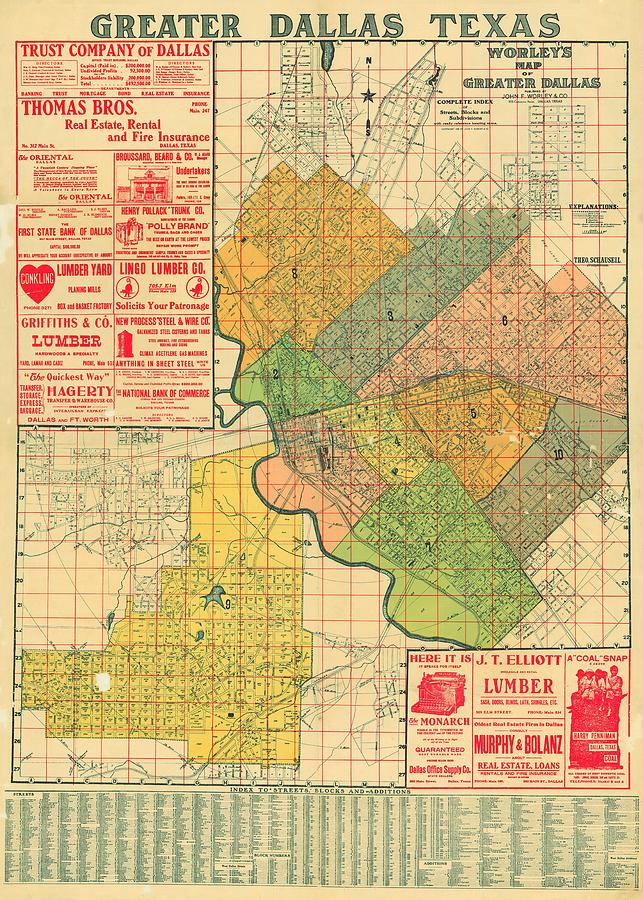 Map of Dallas 1905 Drawing by Mountain Dreams