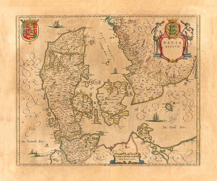Map Of Denmark 1645 Photograph by Andrew Fare