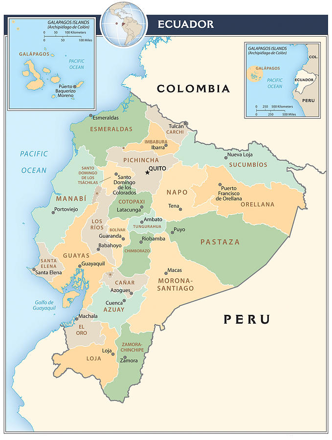 Map of Ecuador Mixed Media by Roy Pedersen