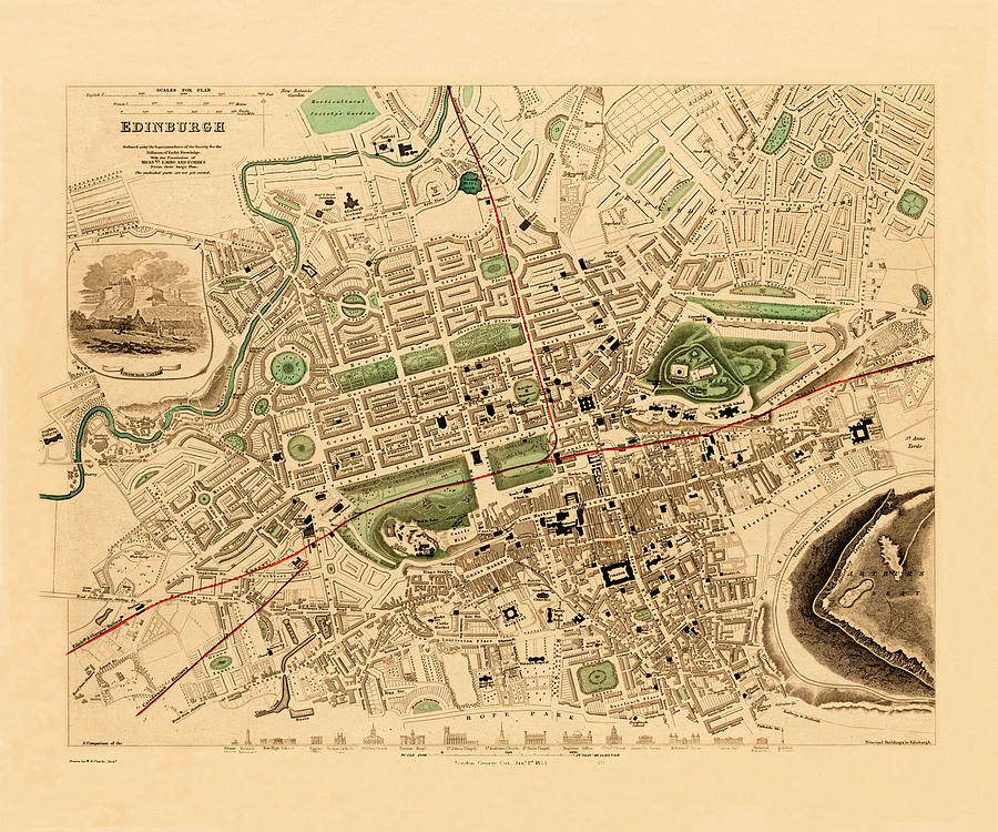 Map Of Edinburgh 1852 Photograph by Andrew Fare