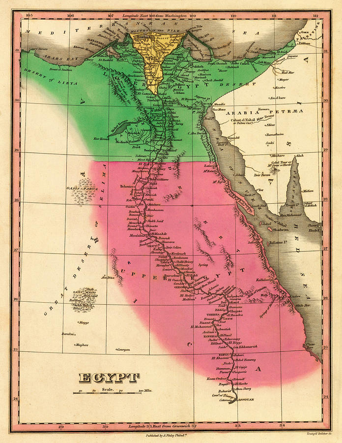 Map Of Egypt 1829 Photograph by Andrew Fare