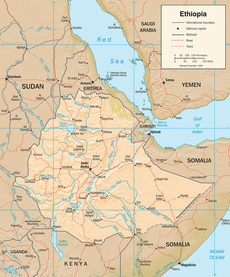Map of Ethiopia Mixed Media by Roy Pedersen
