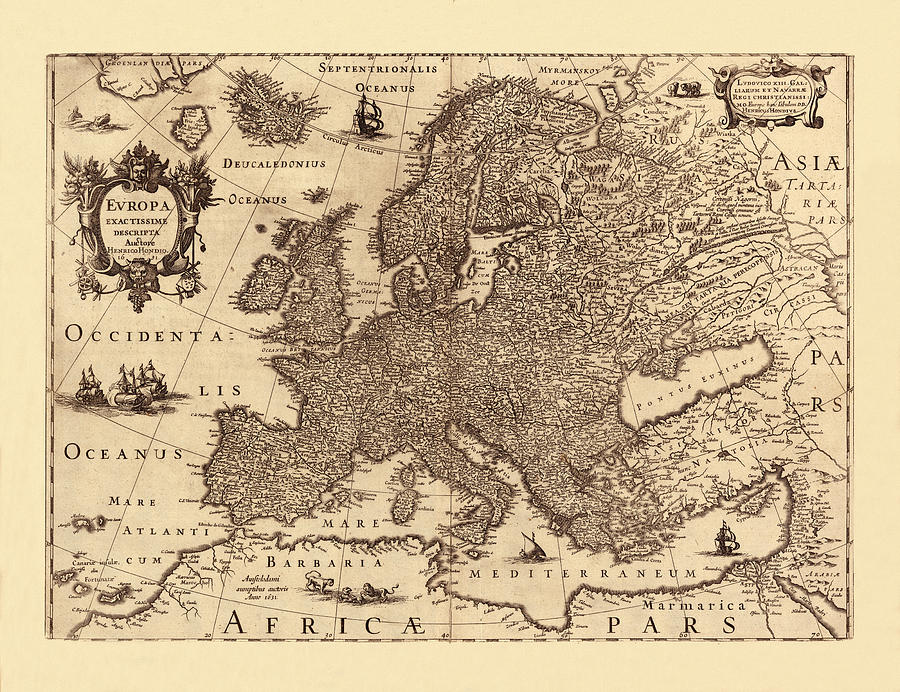 Map Of Europe 1631 Photograph by Andrew Fare
