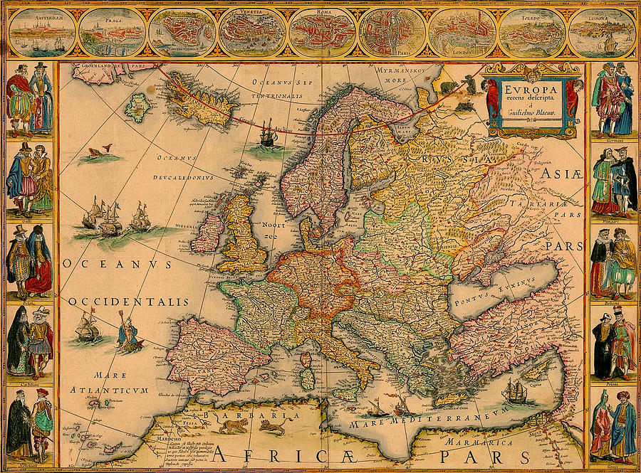 Map Of Europe 1670 Photograph by Andrew Fare