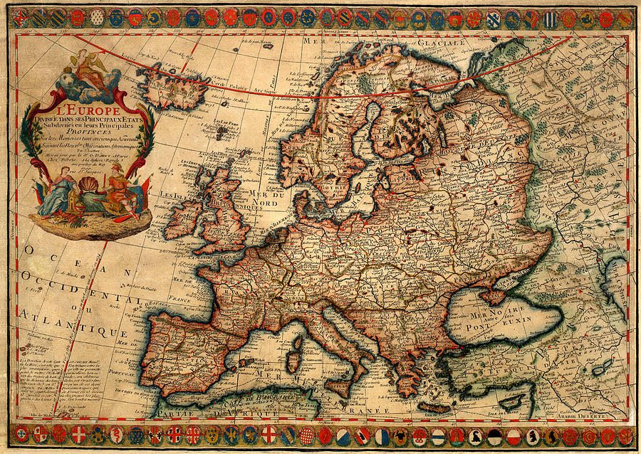 Map Of Europe 1700 Photograph by Andrew Fare