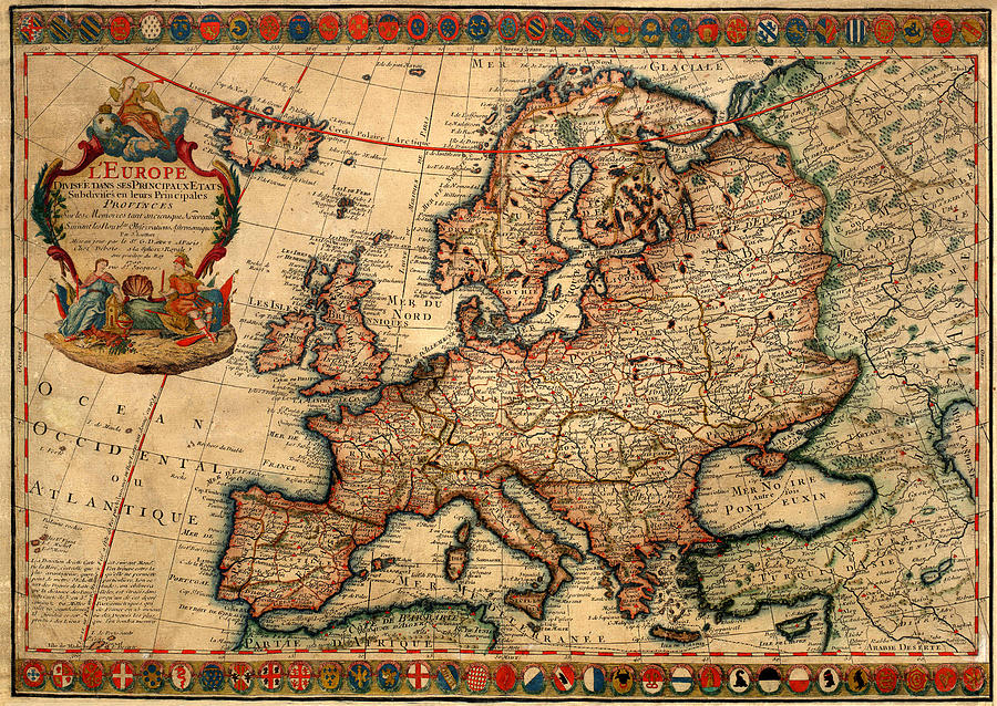 Map Of Europe 1700 Photograph By Andrew Fare