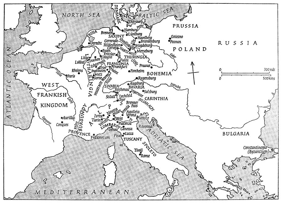 Map Of Europe During Reign Of Charlemagne Drawing by Granger