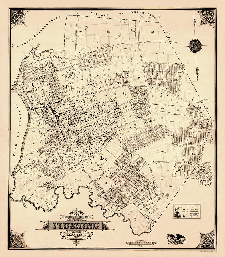 Map Of Queens Photograph - Map Of Flushing 1894b by Andrew Fare