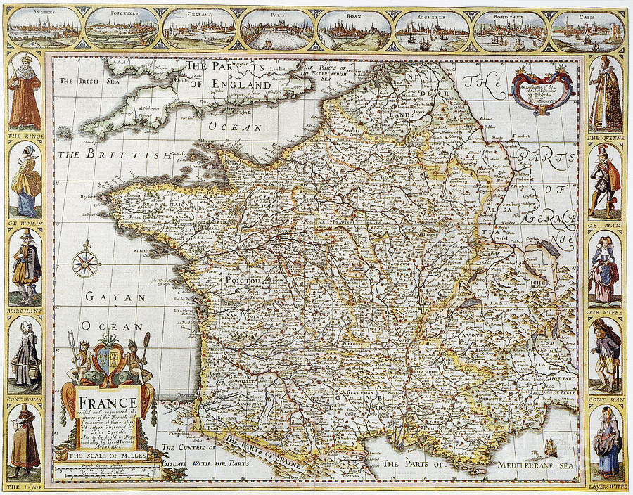 Map Of France, 1627 Photograph by Granger