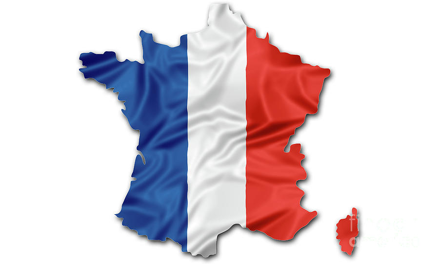 Map of France flag Photograph by Benny Marty