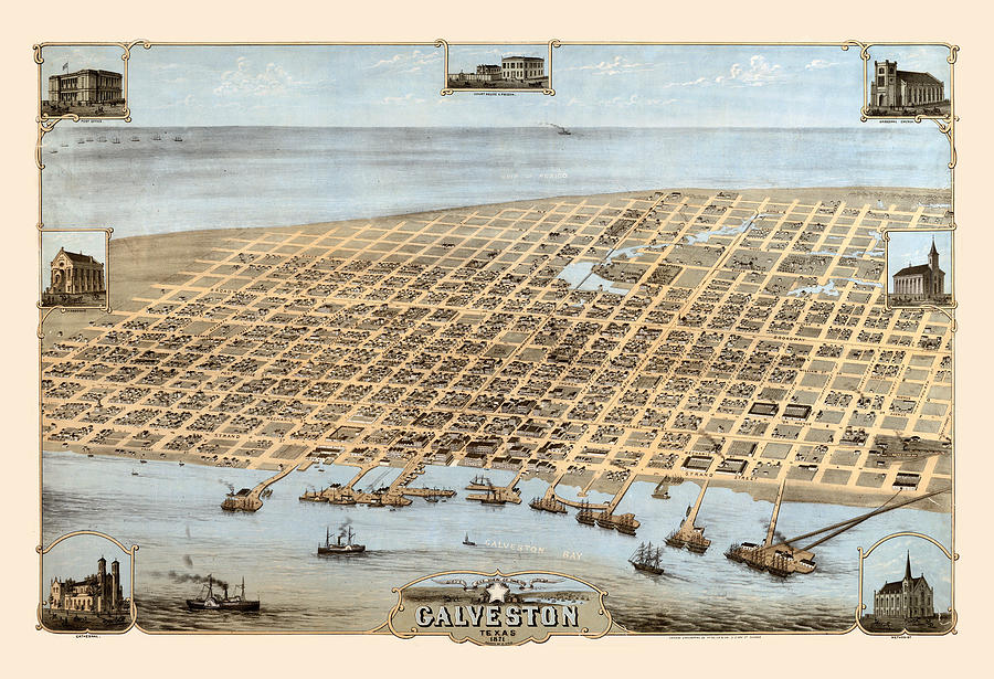 Map Of Galveston 1871 Photograph by Andrew Fare
