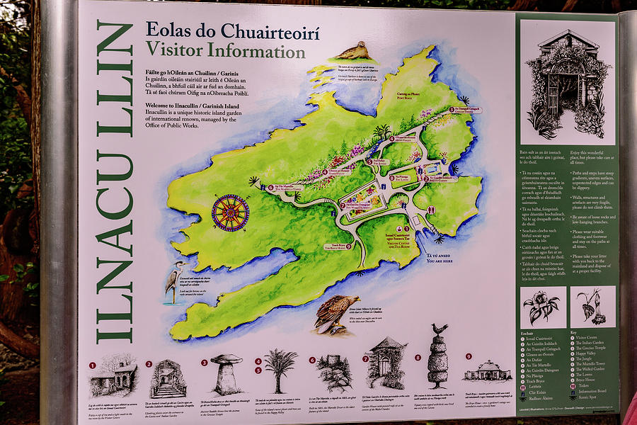 Bantry Bay Ireland Map Map Of Garinish Island/Ilnacullin - Bantry Bay - Ireland Photograph By Jon  Berghoff | Pixels