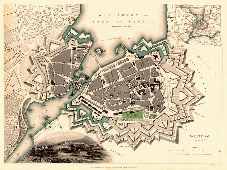 Map Of Geneva 1841 Photograph by Andrew Fare