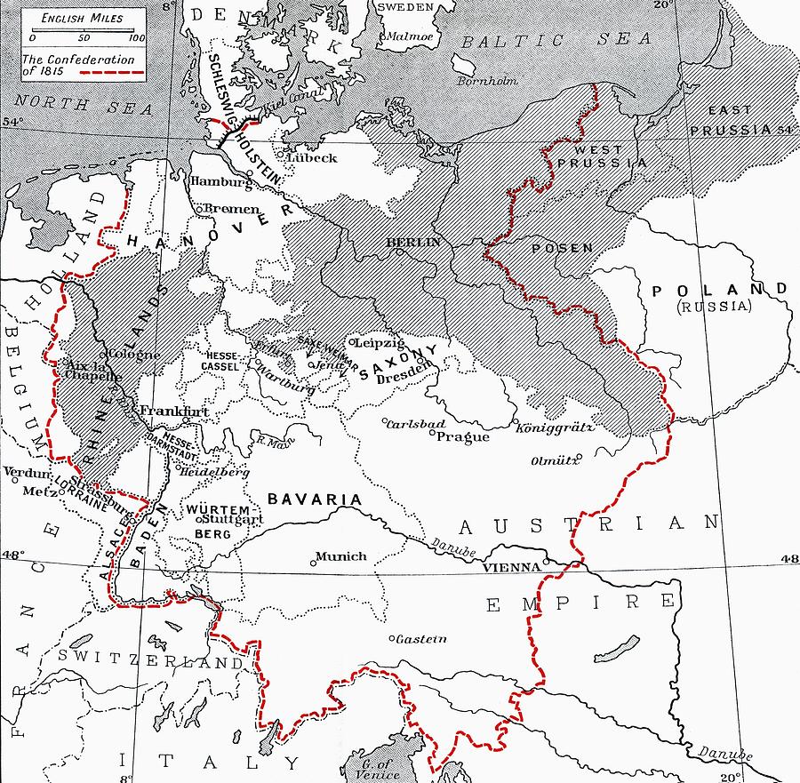 Map Of Germany In 1815. From The Book Drawing by Vintage Design Pics ...