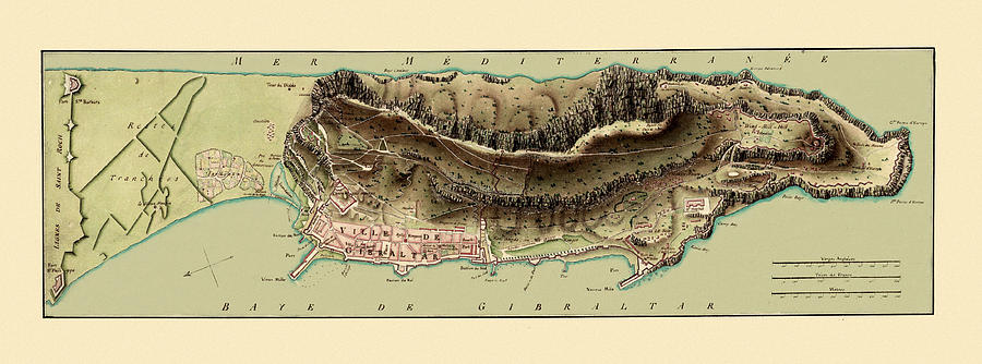 Map Of Gibraltar 1799 Photograph by Andrew Fare