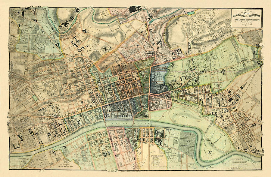 Map Of Glasgow 1828 Photograph