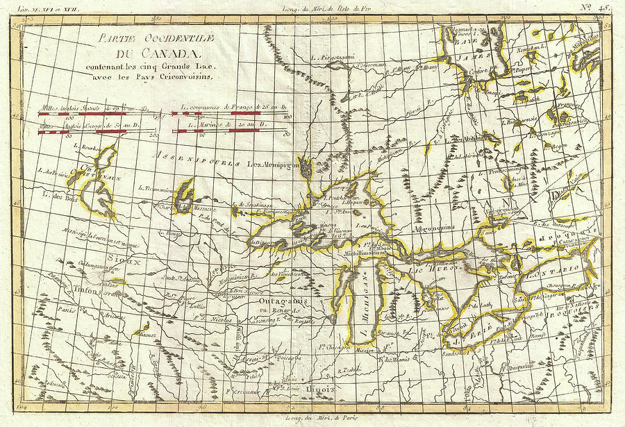 Map of Great Lakes and Upper Mississippi Valley 1775  Drawing by Mountain Dreams