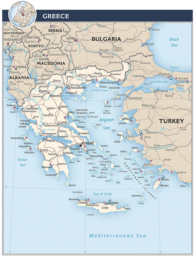 Map of Greece 2 Photograph by Roy Pedersen | Fine Art America