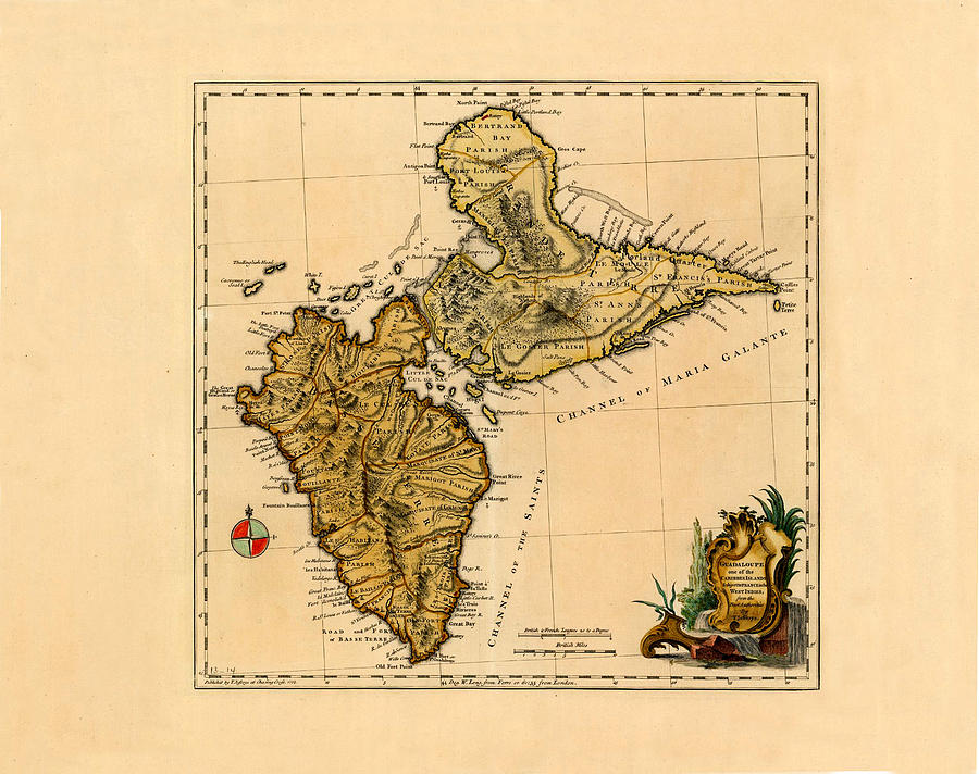 Map Of Guadeloupe 1761 Photograph