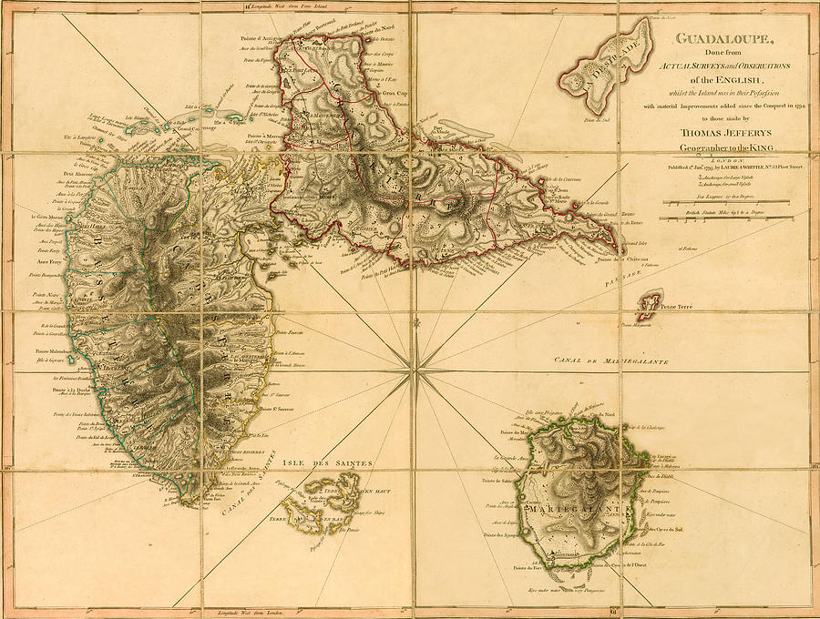 Map Of Guadeloupe 1795 Photograph by Andrew Fare