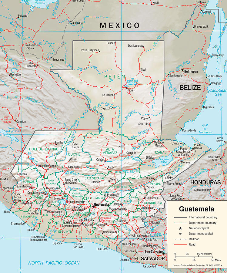 Map of Guatemala 2 Mixed Media by Roy Pedersen
