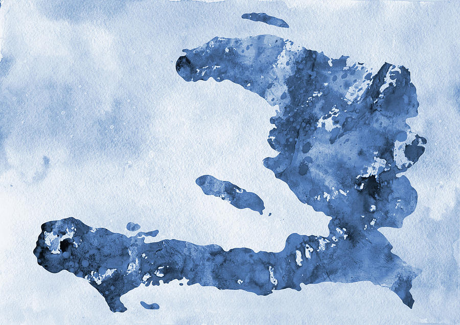 Map of Haiti,north America-blue Digital Art by Erzebet S - Fine Art America