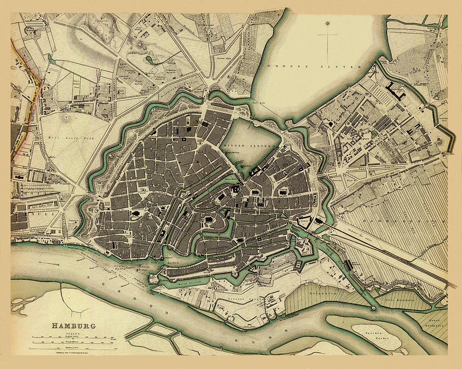 Map Of Hamburg 1841 Photograph by Andrew Fare