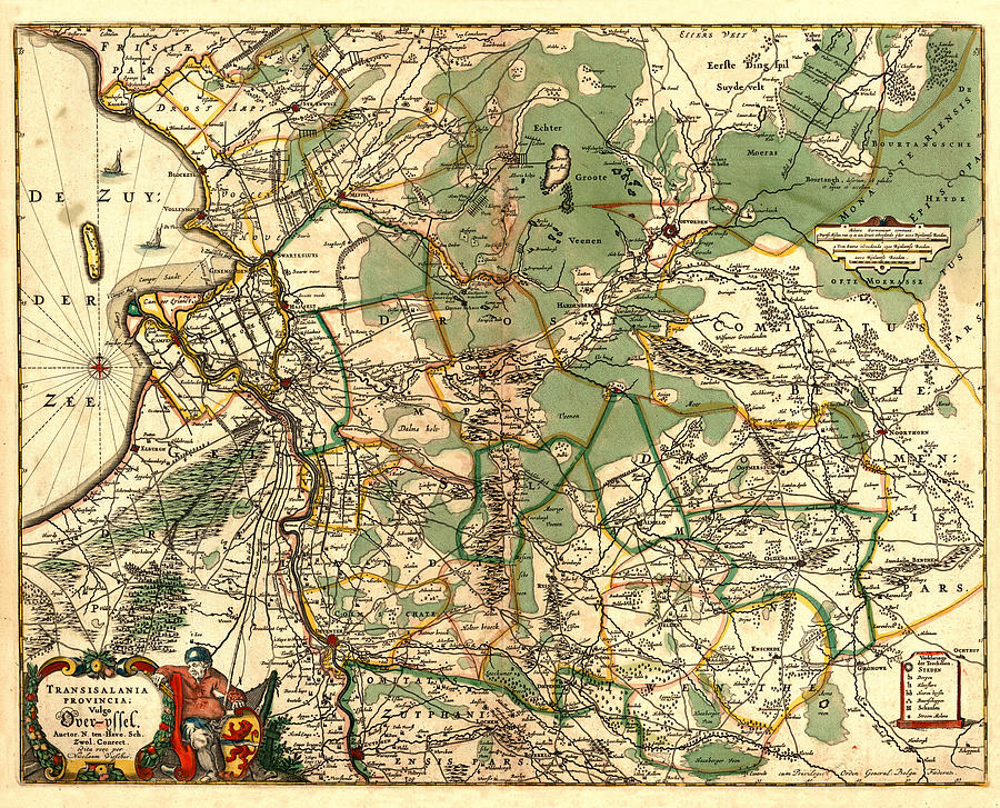 Map Of The Netherlands Photograph - Map Of Holland 1658 by Andrew Fare