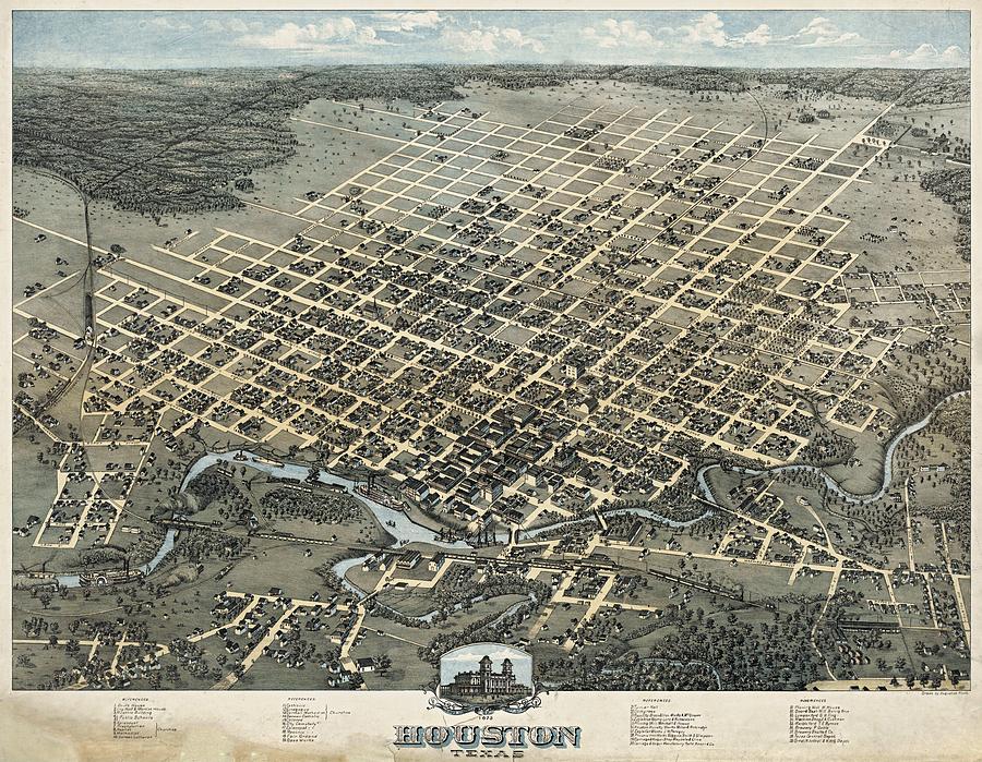 Map of Houston 1873 Drawing by Mountain Dreams
